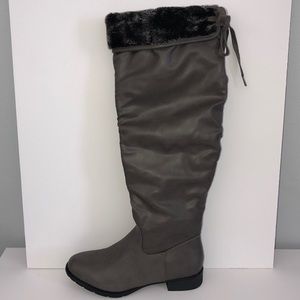 Grey Just Over Knee High Boots